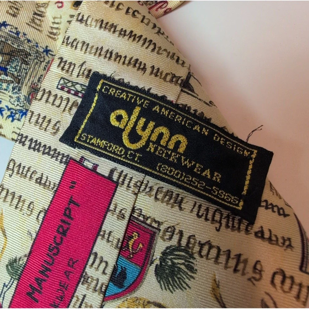 Alynn Illuminated Manuscript 100% Silk Tie Medieval Art Renaissance USA Made
